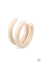 Load image into Gallery viewer, Paparazzi I WOOD Walk 500 Miles - White - Neutral Thick Wooden Finish - Hoop Post Earrings - $5 Jewelry with Ashley Swint