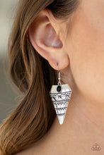 Load image into Gallery viewer, Paparazzi Jurassic Journey - Black Bead - Silver Embossed Triangular Earrings - $5 Jewelry With Ashley Swint
