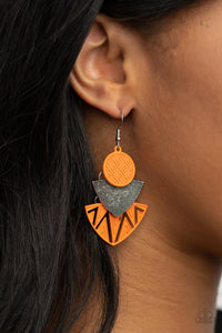 PRE-ORDER - Paparazzi Jurassic Juxtaposition - Orange - Earrings - $5 Jewelry with Ashley Swint