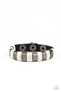 Paparazzi Just Ride - Black Gunmetal - Leather Band - Snap Bracelet - $5 Jewelry with Ashley Swint