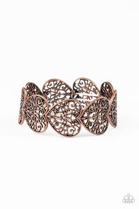 Paparazzi Keep Love In Your Heart - Copper - Vine Filigree - Heart Frames - Stretchy Band Bracelet - $5 Jewelry with Ashley Swint