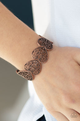 Paparazzi Keep Love In Your Heart - Copper - Vine Filigree - Heart Frames - Stretchy Band Bracelet - $5 Jewelry with Ashley Swint