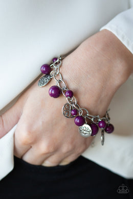 Paparazzi Lotus Lagoon - Purple Plum Beads - Bold Silver Chain Bracelet - $5 Jewelry With Ashley Swint