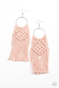 Paparazzi Macrame Rainbow - Pink - Silver Hoop Earrings - $5 Jewelry with Ashley Swint