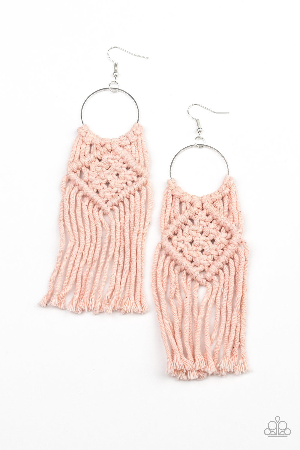 Paparazzi Macrame Rainbow - Pink - Silver Hoop Earrings - $5 Jewelry with Ashley Swint