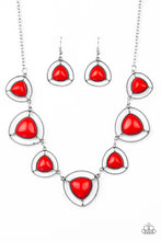 Load image into Gallery viewer, Paparazzi Make A Point - Red Beads - Silver Chain Necklace and matching Earrings - $5 Jewelry with Ashley Swint
