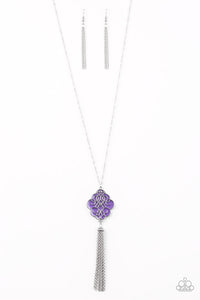 Paparazzi Malibu Mandala - Purple - Silver Filigree - Necklace and matching Earrings - $5 Jewelry with Ashley Swint