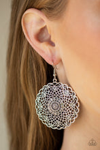 Load image into Gallery viewer, Paparazzi Mandala Mandalay - White Rhinestones - Silver Frame Earrings - $5 Jewelry With Ashley Swint