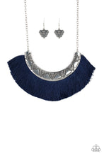 Load image into Gallery viewer, Paparazzi Might and MANE - Blue - Thread / Fringe - Silver Necklace &amp; Earrings - $5 Jewelry With Ashley Swint