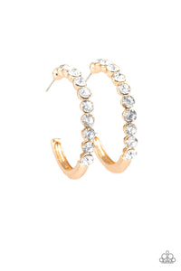 Paparazzi My Kind Of Shine - Gold - White Rhinestones - Hoop Earrings - $5 Jewelry With Ashley Swint