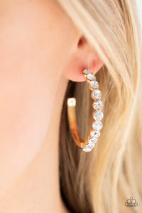 Paparazzi My Kind Of Shine - Gold - White Rhinestones - Hoop Earrings - $5 Jewelry With Ashley Swint