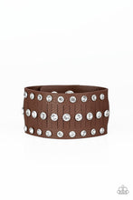Load image into Gallery viewer, Paparazzi Now Taking The Stage - Brown Leather Band - White Rhinestones - Bracelet - $5 Jewelry with Ashley Swint