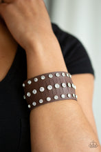 Load image into Gallery viewer, Paparazzi Now Taking The Stage - Brown Leather Band - White Rhinestones - Bracelet - $5 Jewelry with Ashley Swint