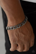 Load image into Gallery viewer, Paparazzi On The Ropes - Black - Thick Gunmetal Men&#39;s Collection Bracelet - $5 Jewelry With Ashley Swint