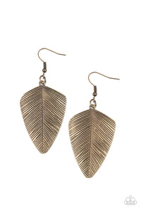 Paparazzi One Of The Flock - Brass Feather - Earrings - $5 Jewelry with Ashley Swint