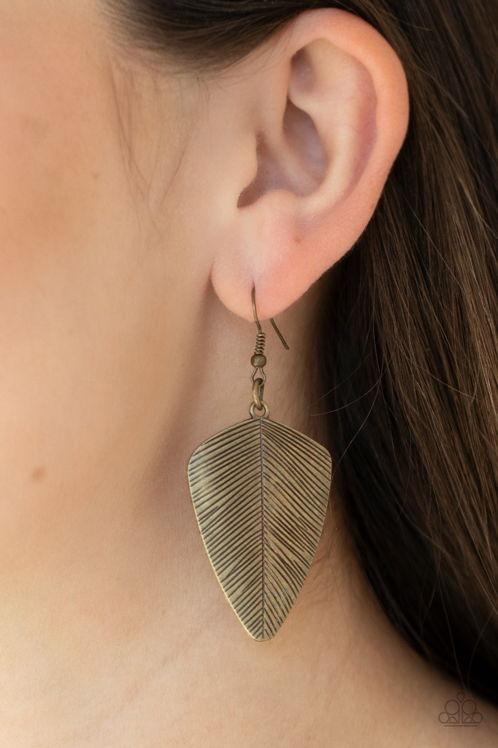 Paparazzi One Of The Flock - Brass Feather - Earrings - $5 Jewelry with Ashley Swint