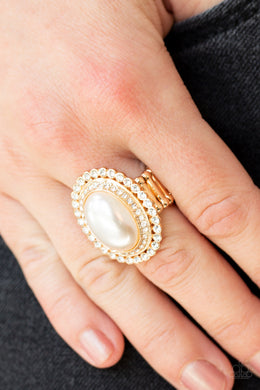 Paparazzi Opulently Olympian - Gold - Rhinestone Ring - $5 Jewelry with Ashley Swint
