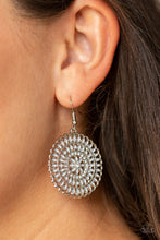 Load image into Gallery viewer, Paparazzi PINWHEEL and Deal - Silver - White Rhinestones - Earrings - $5 Jewelry With Ashley Swint