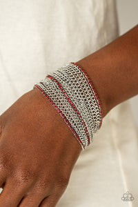 Paparazzi Pour Me Another - RED - Glittery Rhinestones - Silver Chains - Bracelet - $5 Jewelry with Ashley Swint