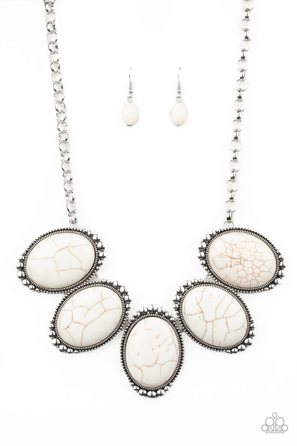 Paparazzi Prairie Goddess - White Stones - Necklace and matching Earrings - $5 Jewelry with Ashley Swint