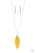 Load image into Gallery viewer, Paparazzi Quill Quest - Yellow Leather Feathery Detail - Necklace &amp; Earrings - $5 Jewelry with Ashley Swint