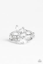 Load image into Gallery viewer, Paparazzi Rhinestone Stunner - White - Rhinestones - Dainty Band Ring - $5 Jewelry With Ashley Swint
