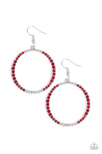 Load image into Gallery viewer, Paparazzi Risky Ritz - Red Rhinestones - Silver Hoop Earrings - $5 Jewelry with Ashley Swint