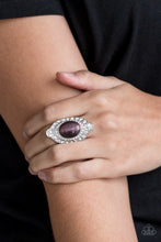 Load image into Gallery viewer, Paparazzi Riviera Royalty - Purple Moonstone - White Rhinestones - Silver Ring - $5 Jewelry With Ashley Swint