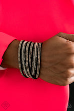 Load image into Gallery viewer, Paparazzi Royal Razzle Black Smoky Hematite Rhinestones - Silver Ball Chains - Double Wrap Bracelet - Fashion Fix Exclusive September 2019 - $5 Jewelry With Ashley Swint