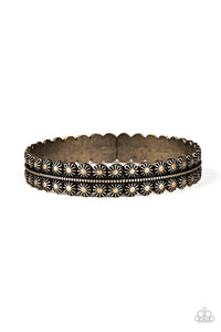Paparazzi Rustic Relic - Brass - Ornately Studded - Bangle Bracelet - $5 Jewelry with Ashley Swint