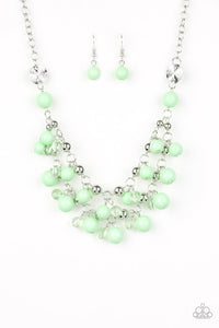 Paparazzi Seaside Soiree - Green - Silver Chain Necklace and matching Earrings - $5 Jewelry with Ashley Swint