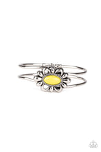 Load image into Gallery viewer, Paparazzi Serene Succulent - Yellow - Mosaic Bead - Shiny Silver Floral Frame - Hinged Bracelet - $5 Jewelry with Ashley Swint