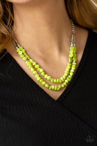 PRE-ORDER - Paparazzi Staycation Status - Green - Necklace & Earrings - $5 Jewelry with Ashley Swint