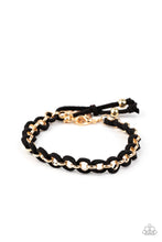 Load image into Gallery viewer, Paparazzi SUEDE Side to Side - Black - Gold Chain - Adjustable Bracelet - $5 Jewelry with Ashley Swint