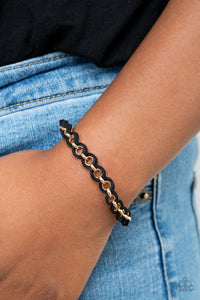 Paparazzi SUEDE Side to Side - Black - Gold Chain - Adjustable Bracelet - $5 Jewelry with Ashley Swint