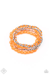 Paparazzi Sugary Sweet - Orange - Set of 5 Bracelets  - Trend Blend / Fashion Fix Exclusive June 2020 - $5 Jewelry with Ashley Swint