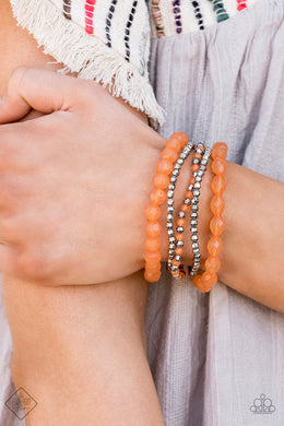Paparazzi Sugary Sweet - Orange - Set of 5 Bracelets  - Trend Blend / Fashion Fix Exclusive June 2020 - $5 Jewelry with Ashley Swint
