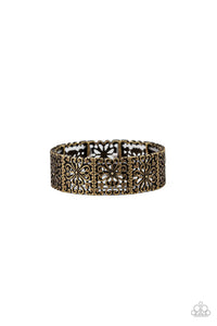 Paparazzi Summer Scandal - Brass - Antiqued Shimmer Filigree - Stretchy Band Bracelet - $5 Jewelry with Ashley Swint