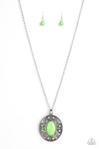 Paparazzi Sunset Sensation - Green Beads - Antiqued Silver - Necklace & Earrings - $5 Jewelry with Ashley Swint