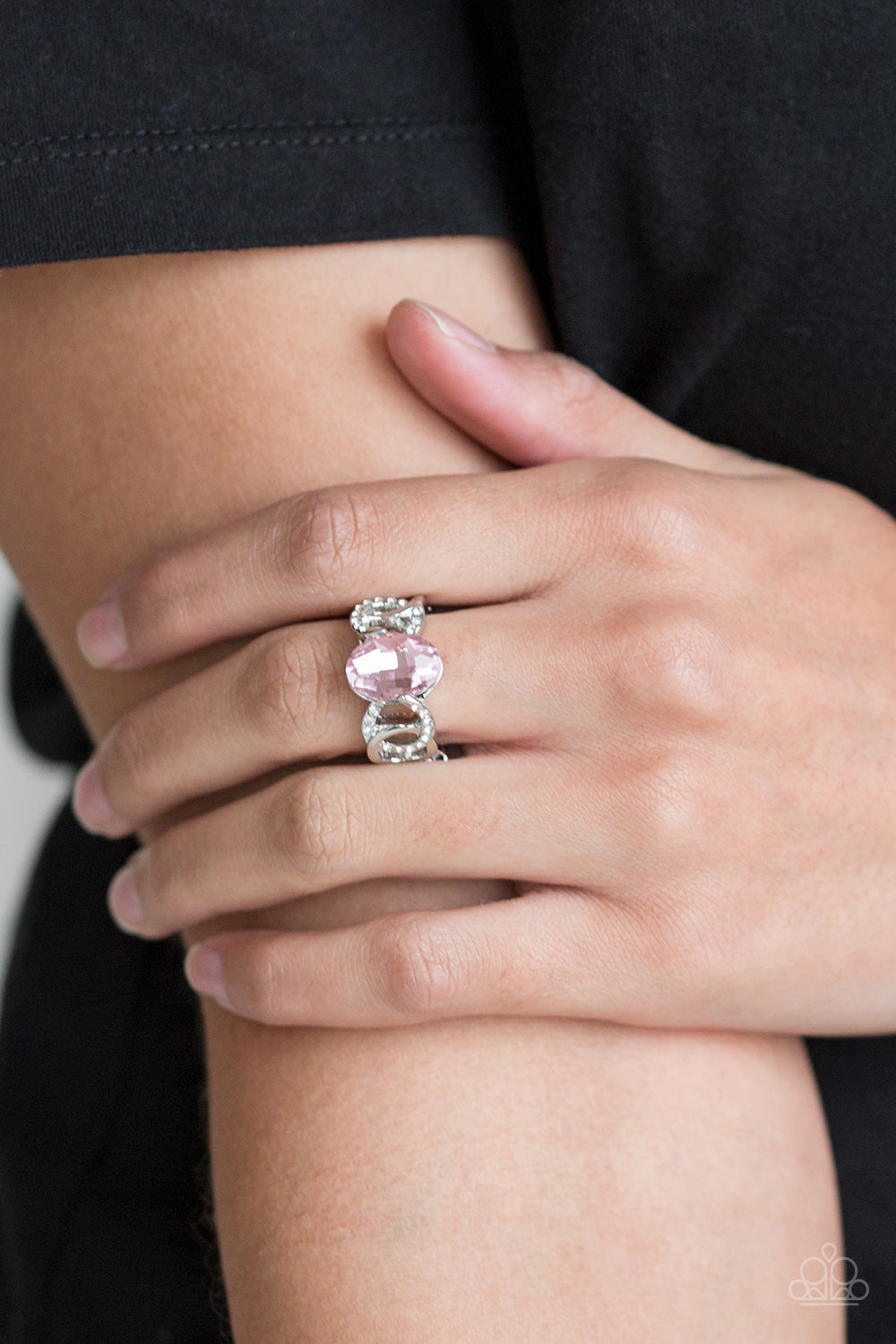 Paparazzi Supreme Bling - Pink - White Rhinestones - Ring - $5 Jewelry with Ashley Swint