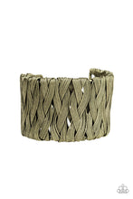 Load image into Gallery viewer, Paparazzi Take It or WEAVE It - Brass - Antiqued Shimmer - Wire Bars - Weave - Edgy Cuff Bracelet - $5 Jewelry with Ashley Swint