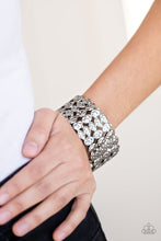 Load image into Gallery viewer, Paparazzi Tectonic Texture - Black - Hammered Gunmetal - Stretchy Band Bracelet - $5 Jewelry with Ashley Swint
