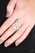 Load image into Gallery viewer, Paparazzi The Run-Around - WHITE - Silver Ribbons - White Rhinestones - Ring - $5 Jewelry with Ashley Swint