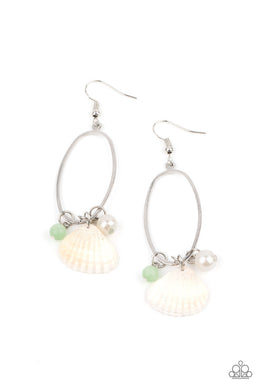 PRE-ORDER - Paparazzi This Too SHELL Pass - Green - Earrings - $5 Jewelry with Ashley Swint