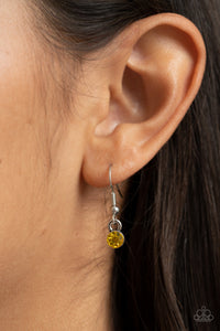 Paparazzi Timelessly Tilted - Yellow - Smoky Rhinestones - Necklace & Earrings - $5 Jewelry with Ashley Swint
