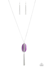 Load image into Gallery viewer, Paparazzi Tranquility Trend - Purple Stone - Silver Chain Tassel - Necklace &amp; Earrings - $5 Jewelry with Ashley Swint