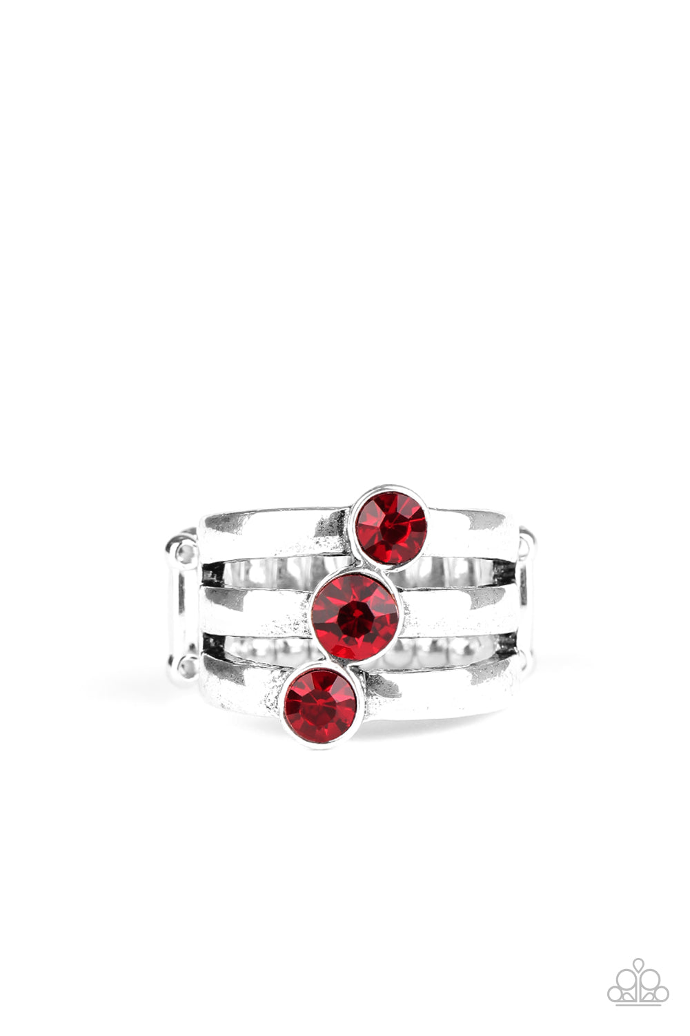 Paparazzi Triple The Twinkle - Red Rhinestones - Ring - $5 Jewelry with Ashley Swint