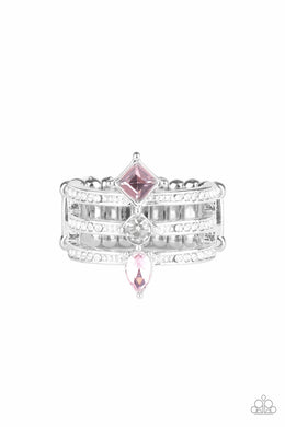 Paparazzi Triple Throne Twinkle - Pink - Ring - $5 Jewelry with Ashley Swint
