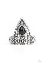 Load image into Gallery viewer, Paparazzi Tropical Escapade - Black Bead - Silver Triangular Frame - Dainty Band Ring - $5 Jewelry With Ashley Swint
