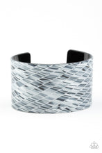 Load image into Gallery viewer, Paparazzi Vogue Revamp - Silver - Metallic Geometric Print - Thick Acrylic Cuff Bracelet - $5 Jewelry with Ashley Swint